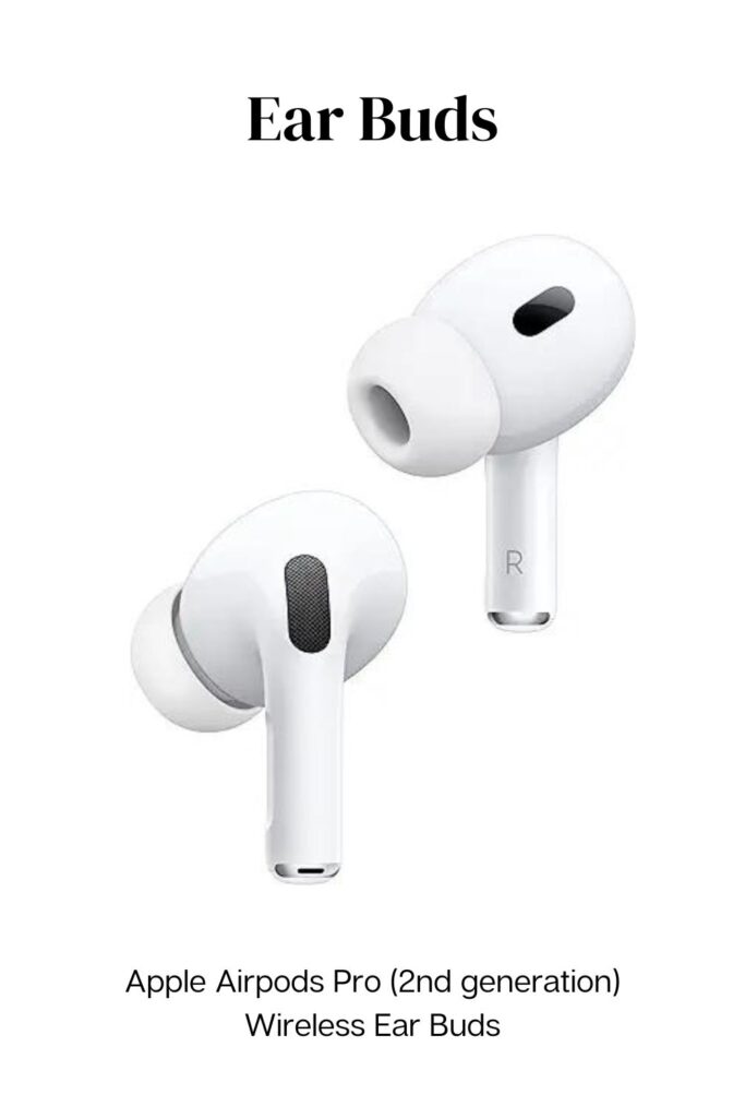 image of apple ear buds against white background