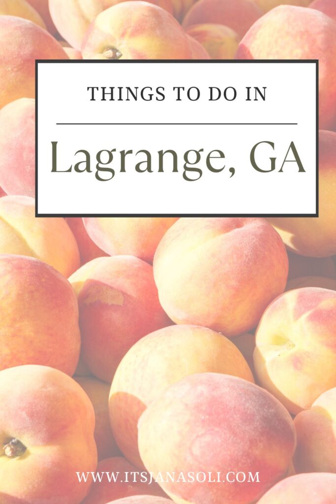 Image of Georgia peaches with wording "Things to do in Lagrange, GA"