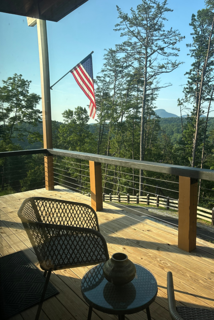 Image overlooking balcony at Yonah Suite Helen GA