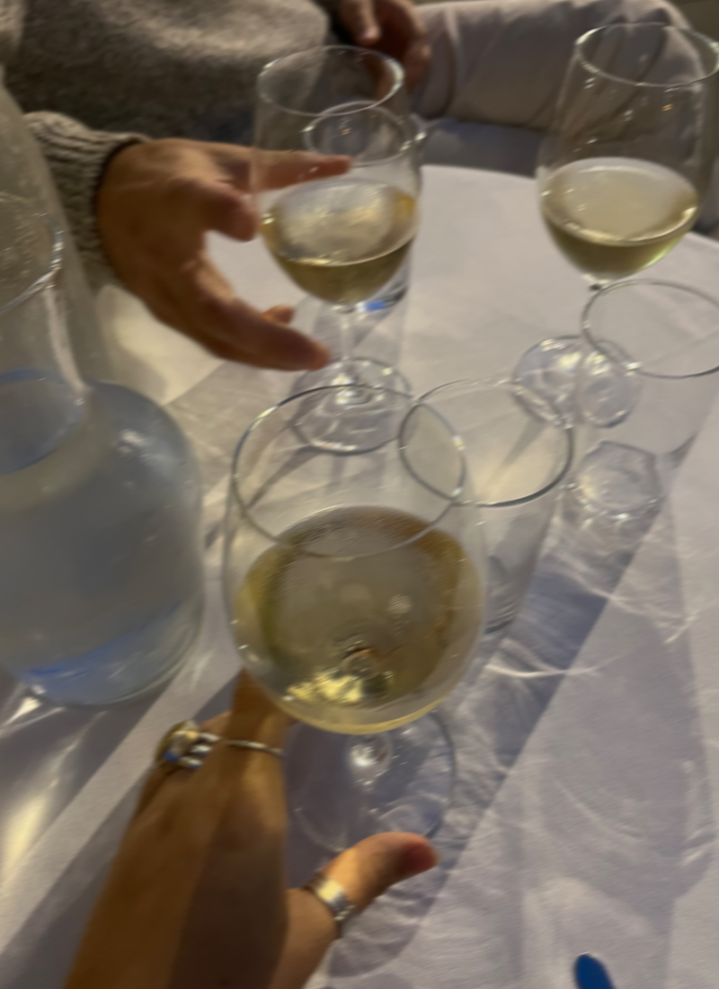 image of wine glasses with white wine during a tour of Helen Georgia wineries and vineyards