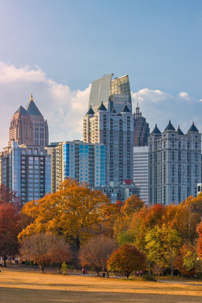 Atlanta in November skyline from Piedmont Park