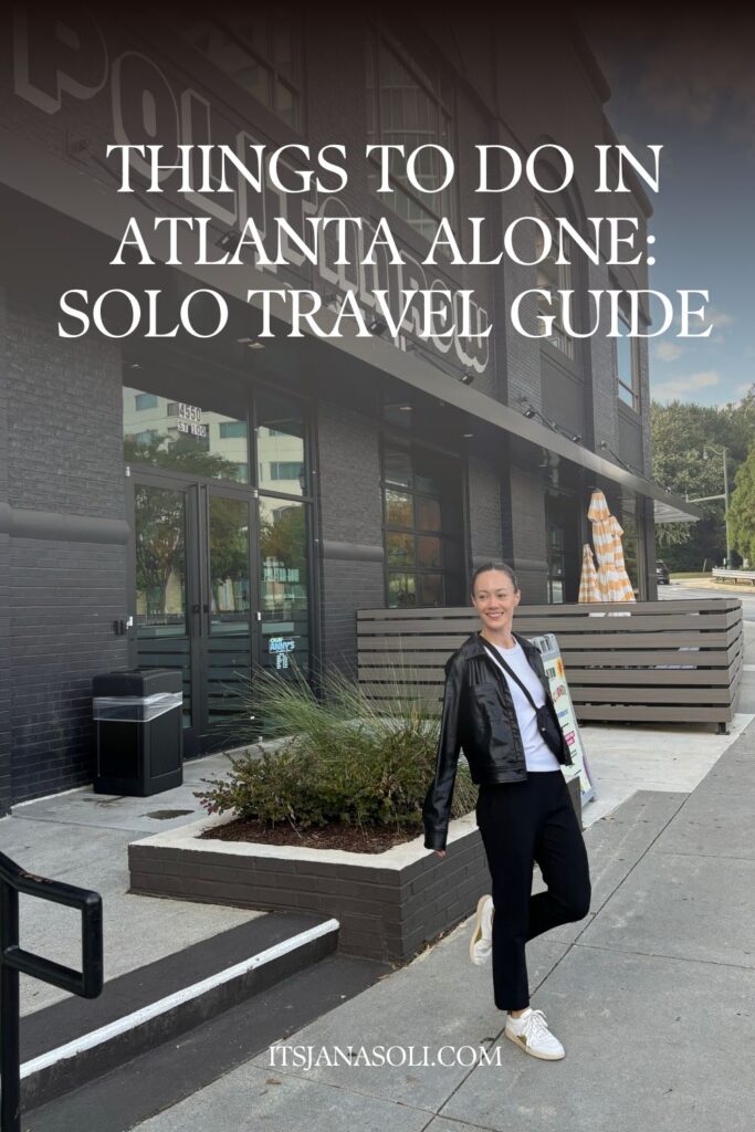 Image of woman walking out of building in Atlanta Georgia.