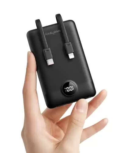 WeeFancy Mini Portable Charger with Built-in Cables