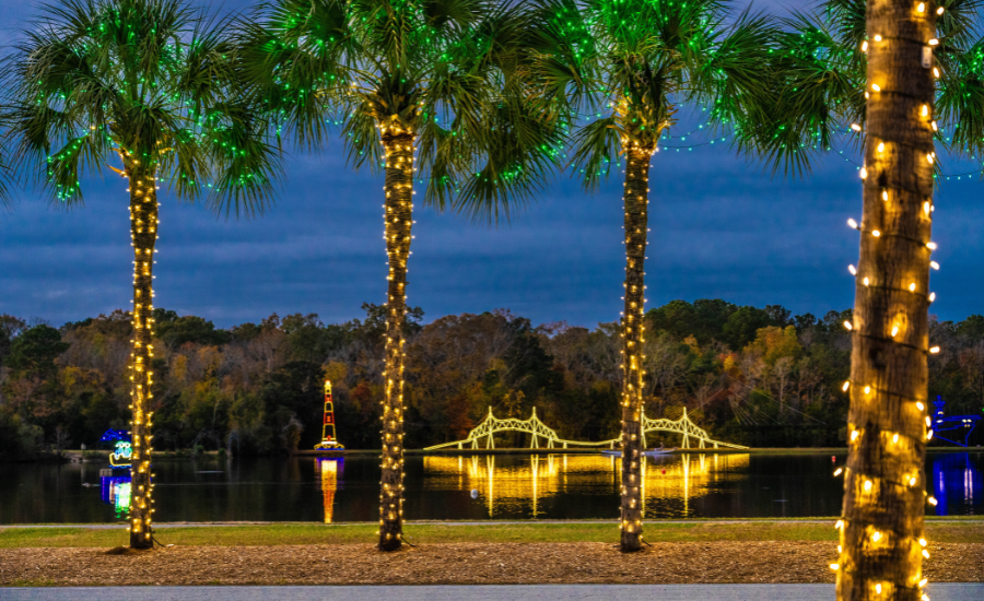 Charleston River Holiday Lights event during Christmas in Charleston SC